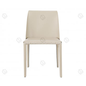 White Saddle leather dining chairs